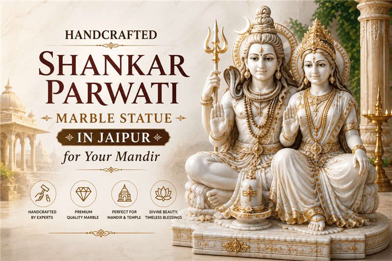 
													Handcrafted Shankar Parwati Marble Statue in Jaipur for Your Mandir